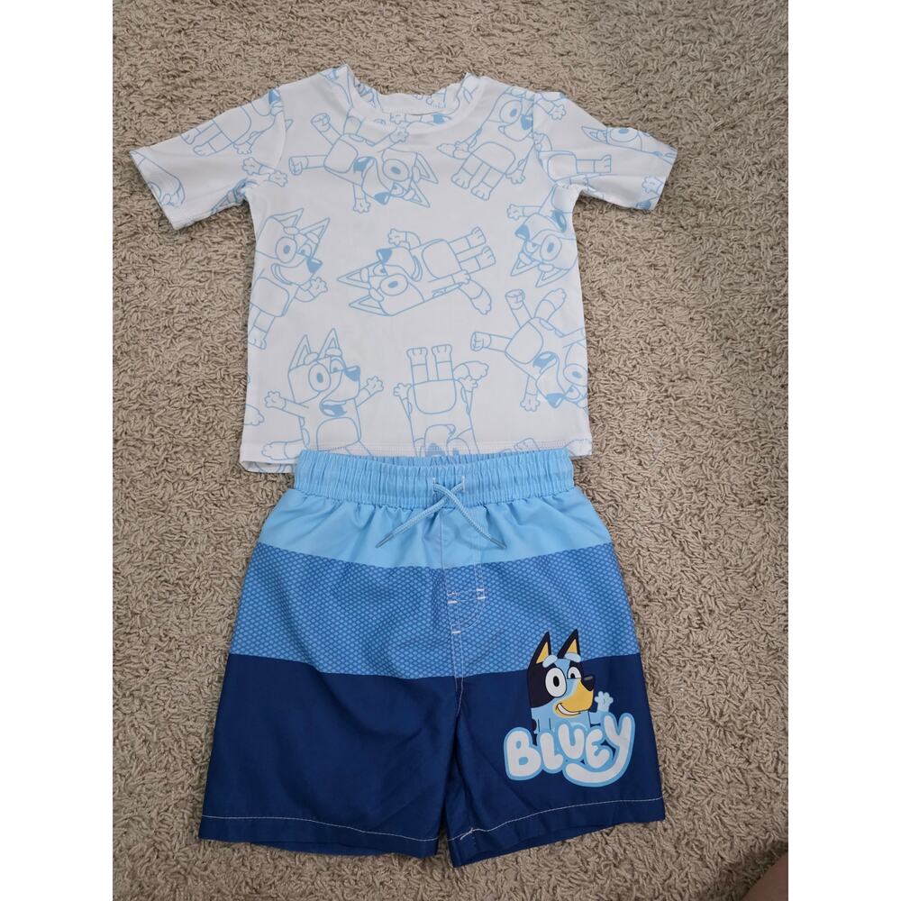 BLUEY swim top and shorts, size 3T